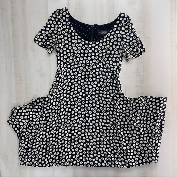 90s Y2K LAUNDRY BY Shelli Segal Daisy printed floral midi dress - Picture 4 of 10